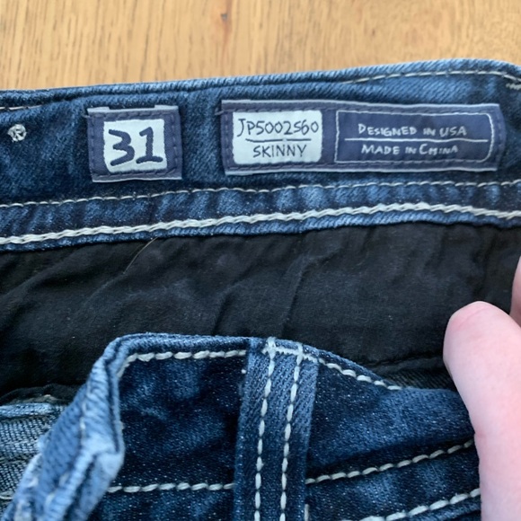 Miss Me Mid Rise Skinny Jeans Women’s 31 Flap Pocket Embellished Bling Metallic - Picture 8 of 10